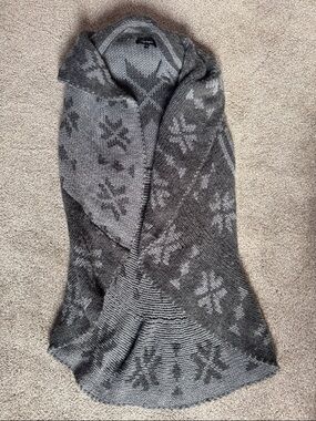 Cozy Grey Snowflake Knit Dress/Cardigan Wrap